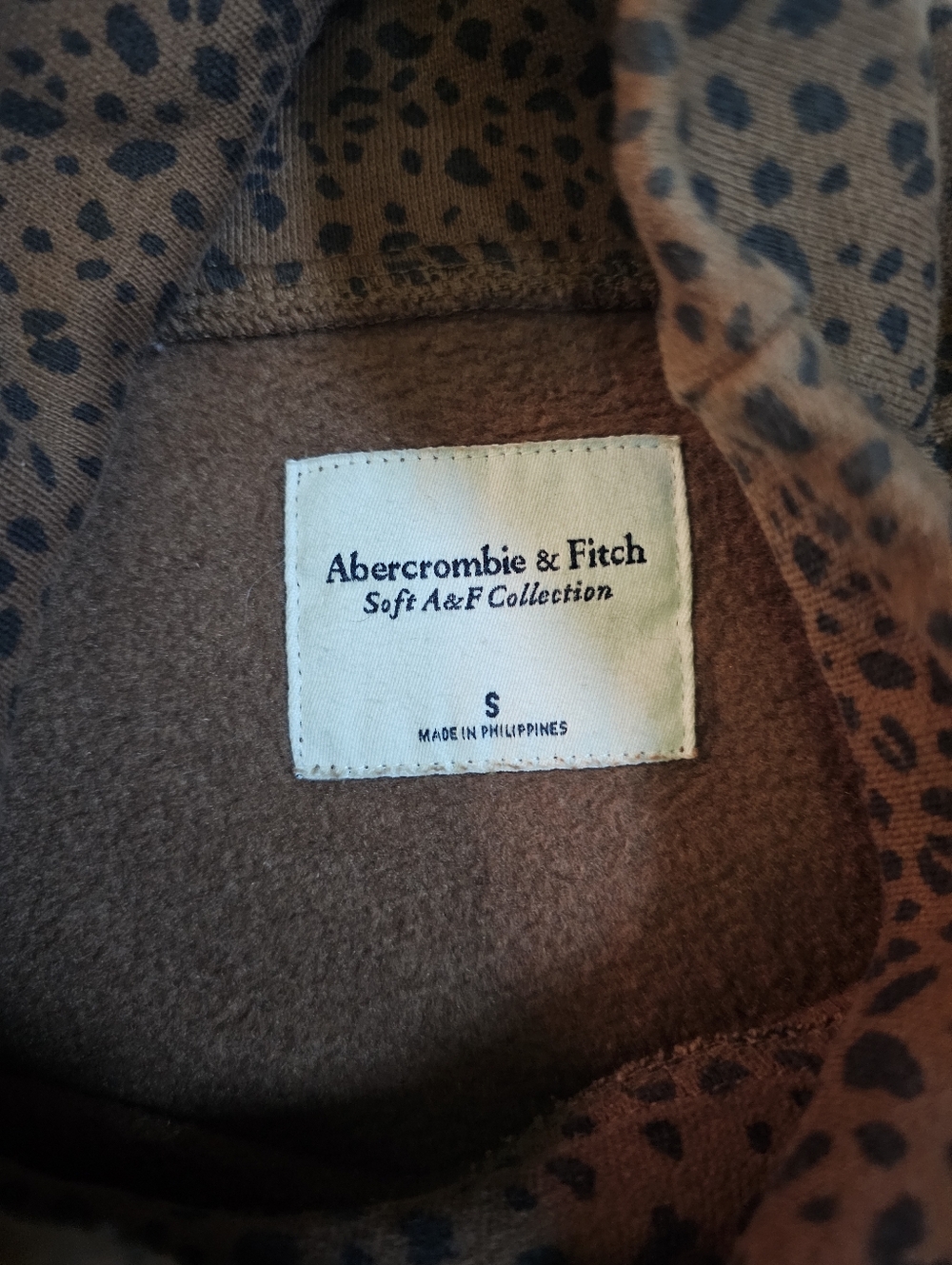 Abercrombie Cozy Brown Leopard Print Mock Turtleneck Women's Sweatshirt - Small - Picture 7 of 10